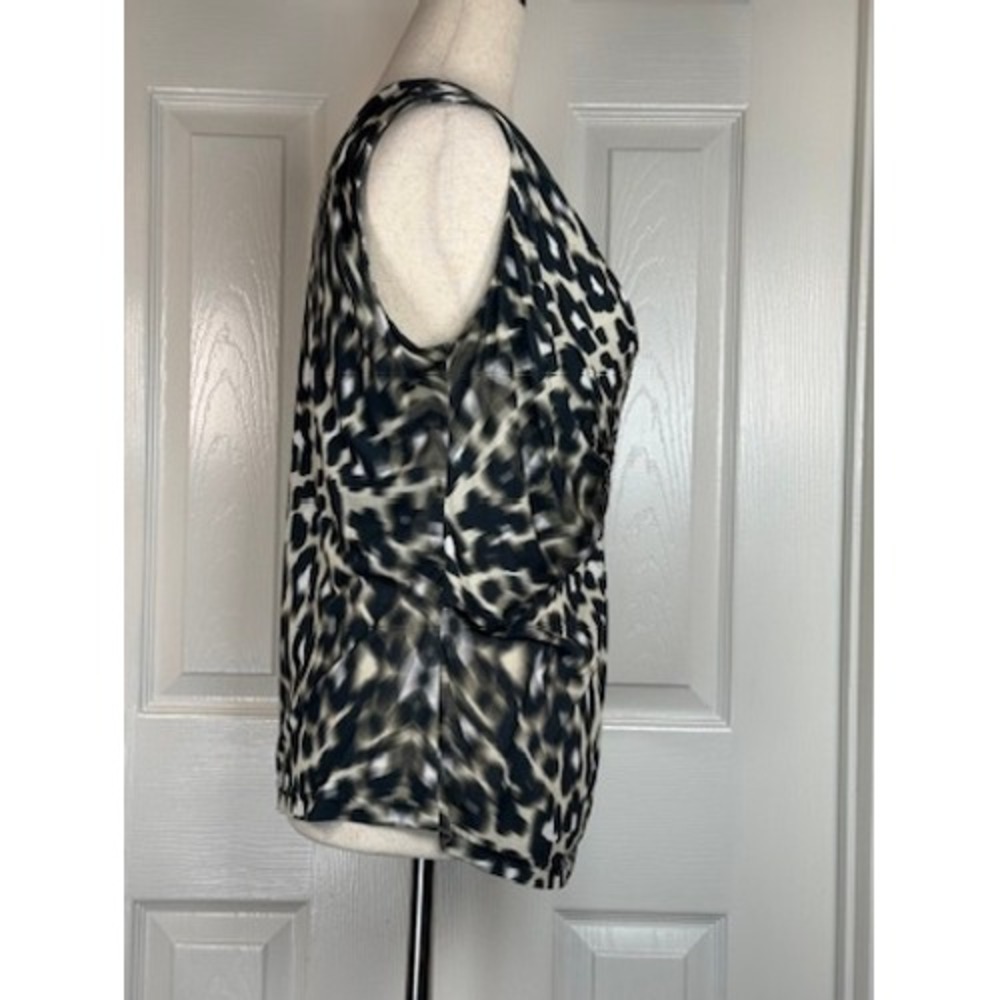 Escada Animal Print Blure‎ Top Twisted Waist V-Neck Sleeveless Blouse Large - Picture 2 of 6